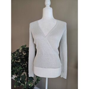 Pink Rose Sweater Pullover Sz M Winter White